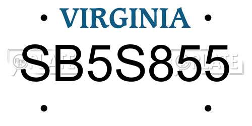SB5S855 Virginia License Plate