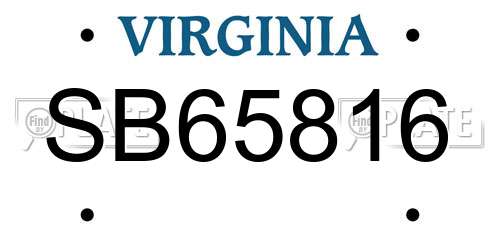 SB65816 Virginia License Plate
