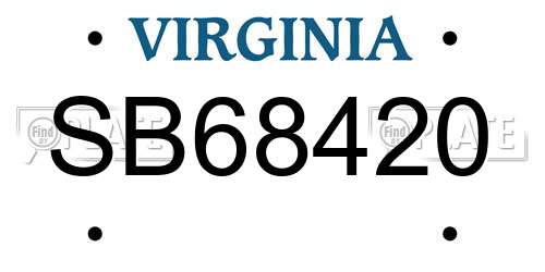 SB68420 Virginia License Plate