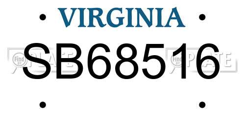 SB68516 Virginia License Plate