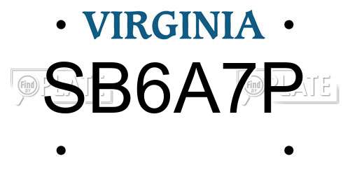 SB6A7P Virginia License Plate