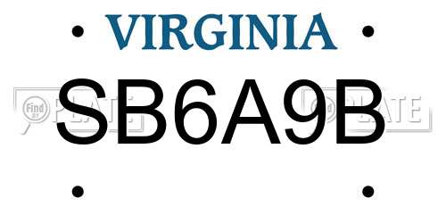 SB6A9B Virginia License Plate