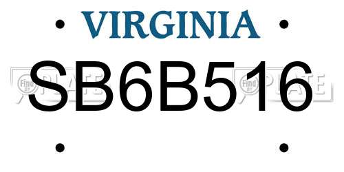 SB6B516 Virginia License Plate