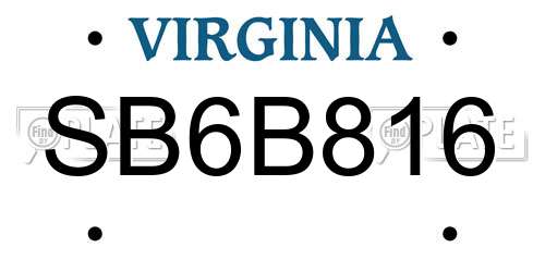 SB6B816 Virginia License Plate