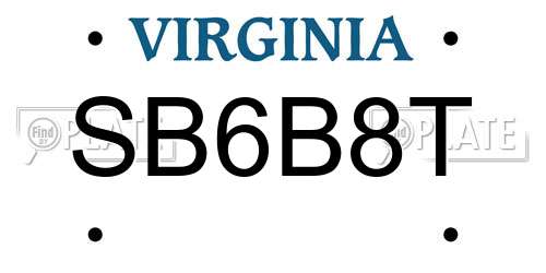SB6B8T Virginia License Plate