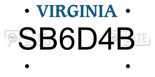 SB6D4B Virginia License Plate