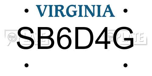 SB6D4G Virginia License Plate