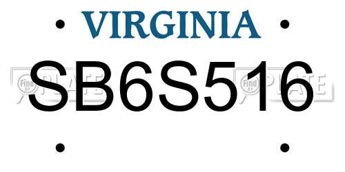 SB6S516 Virginia License Plate