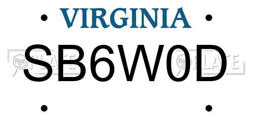 SB6W0D Virginia License Plate