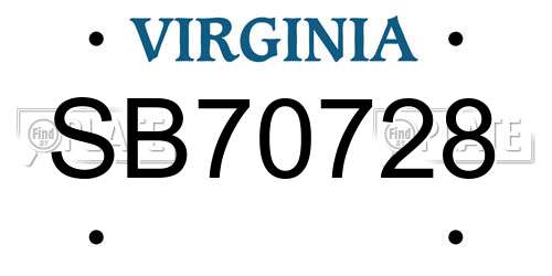 SB70728 Virginia License Plate