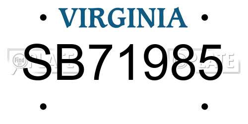 SB71985 Virginia License Plate