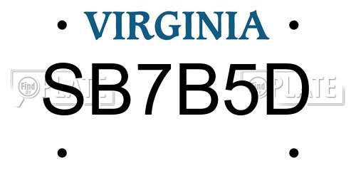 SB7B5D Virginia License Plate