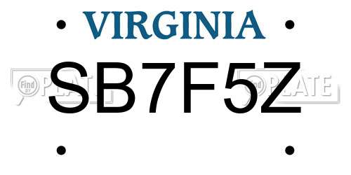 SB7F5Z Virginia License Plate