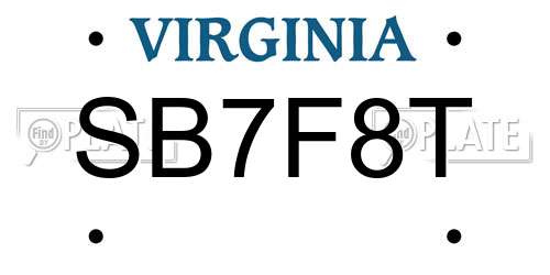 SB7F8T Virginia License Plate
