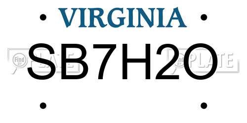 SB7H2O Virginia License Plate