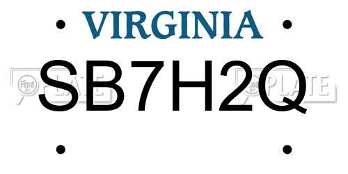 SB7H2Q Virginia License Plate