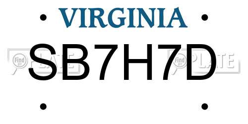 SB7H7D Virginia License Plate