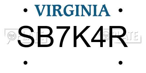 SB7K4R Virginia License Plate