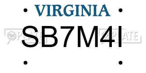 SB7M4I Virginia License Plate