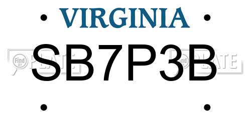 SB7P3B Virginia License Plate