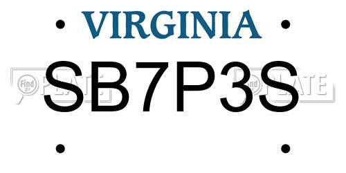 SB7P3S Virginia License Plate