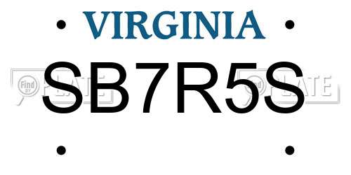 SB7R5S Virginia License Plate