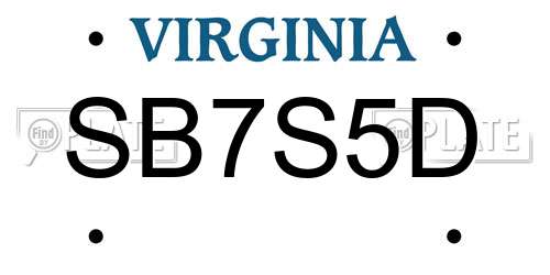 SB7S5D Virginia License Plate