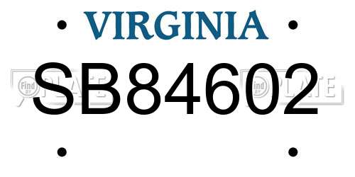 SB84602 Virginia License Plate