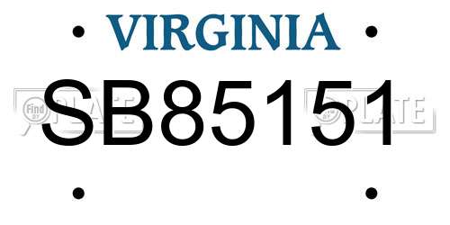 SB85151 Virginia License Plate