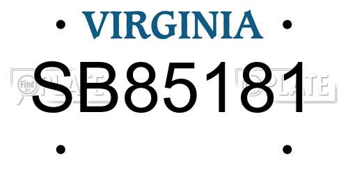 SB85181 Virginia License Plate