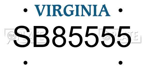 SB85555 Virginia License Plate