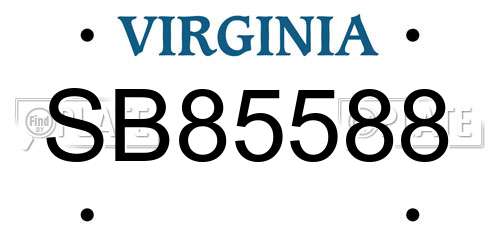 SB85588 Virginia License Plate
