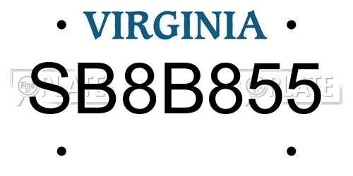 SB8B855 Virginia License Plate