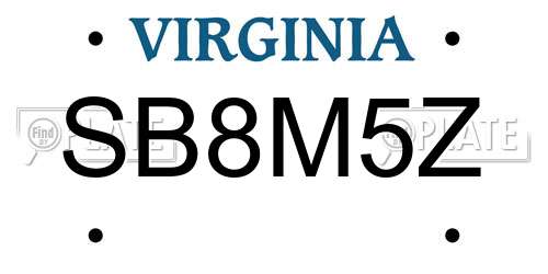 SB8M5Z Virginia License Plate
