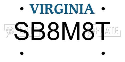 SB8M8T Virginia License Plate