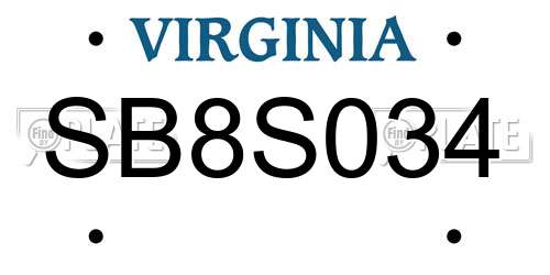 SB8S034 Virginia License Plate