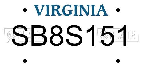SB8S151 Virginia License Plate