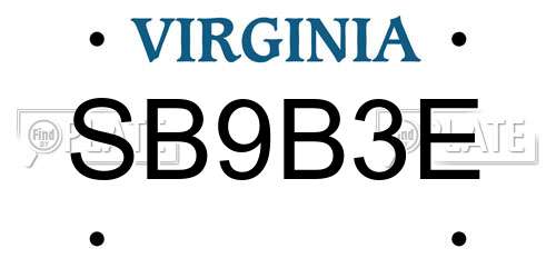 SB9B3E Virginia License Plate