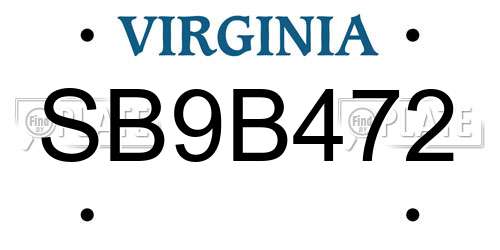 SB9B472 Virginia License Plate