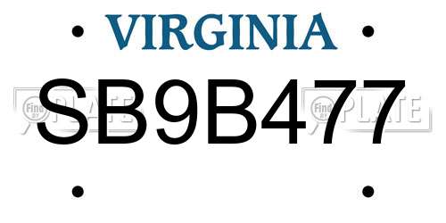 SB9B477 Virginia License Plate