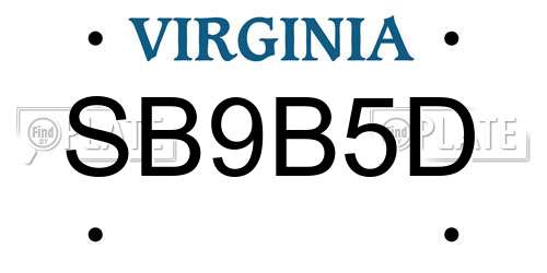 SB9B5D Virginia License Plate