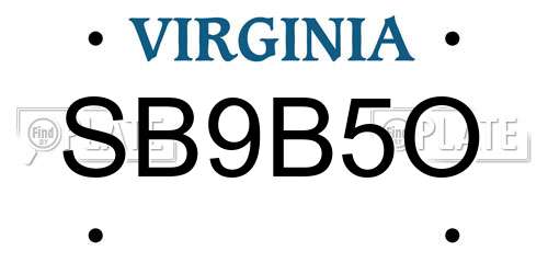 SB9B5O Virginia License Plate