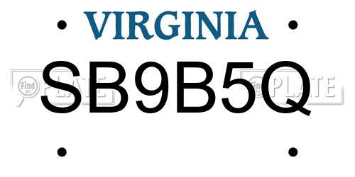 SB9B5Q Virginia License Plate