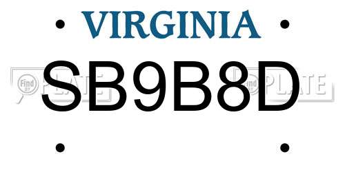 SB9B8D Virginia License Plate