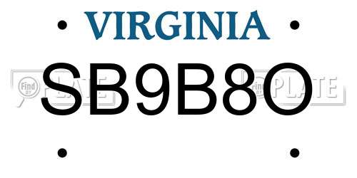 SB9B8O Virginia License Plate