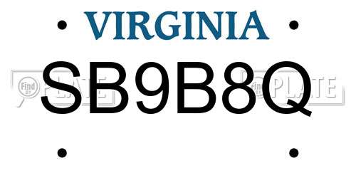 SB9B8Q Virginia License Plate