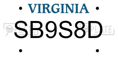 SB9S8D Virginia License Plate