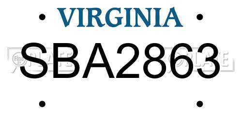 SBA2863 Virginia License Plate