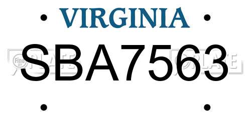 SBA7563 Virginia License Plate