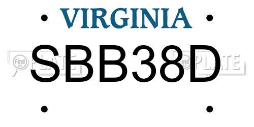 SBB38D Virginia License Plate